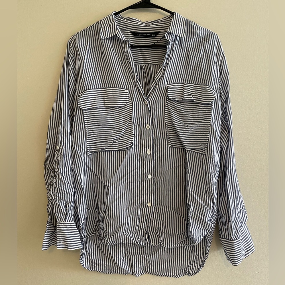Striped Zara button down blouse